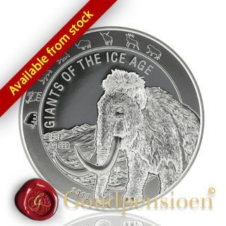 SKU#199603 2019 Republic of Ghana 1 oz Silver Woolly Mammoth BU