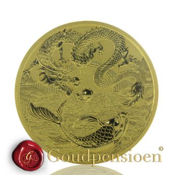 1 Oz Chinese Myths & Legends - Draak & Koi 2024 gouden munt