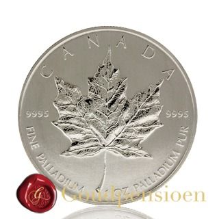 1 Oz palladium munt 9995 Maple Leaf in voorraad