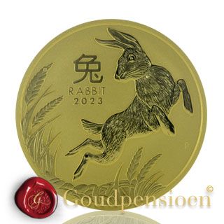 10 Oz Lunar Series III Konijn 2023 gouden munt