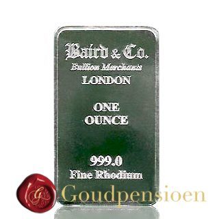 1 Oz Rhodium baar 9995 puur